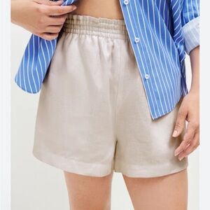 Reformation High Waist Cream Shorts